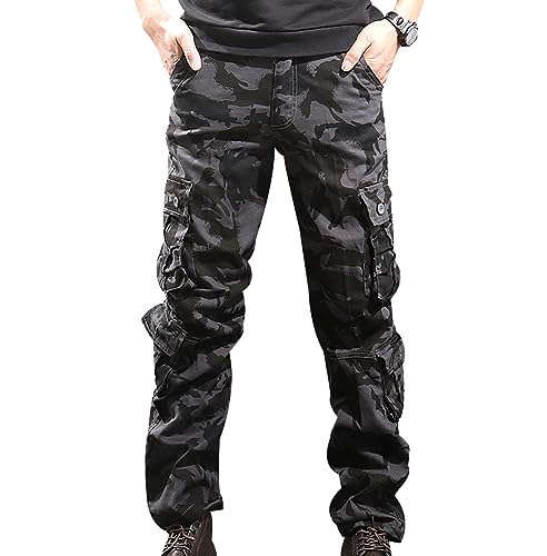 Cargo Hosen Männer Hose Herren Cargo Jogginghose Herren Tarn Cargohose Camouflage Freizeithose Camo Cargo Jogger Herren Tactical Hose Cargo Pants Men Hosen Cargo Arbeitshose Herren Cargohosen Schwarz von HAXNOHEY