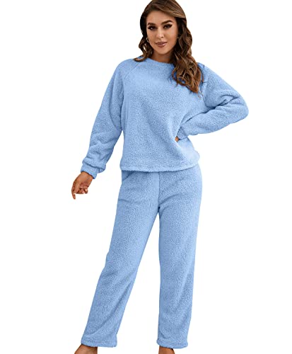 Flies Hausanzug Damen Kuschelig Freizeitanzug Loungewear Damen Set Tracksuit Women Fleece Hausanzug Frauen Große Größen Damen-Hausanzug Modern Freizeitanzüge für Frauen Trainingsanzug Damen Blau S von HAXNOHEY