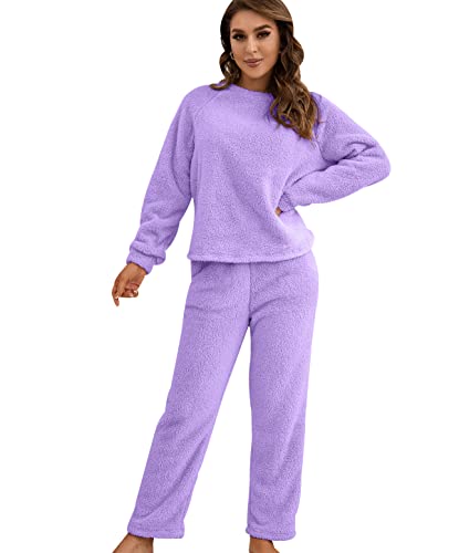 Flies Hausanzug Damen Kuschelig Freizeitanzug Loungewear Damen Set Tracksuit Women Fleece Hausanzug Frauen Große Größen Damen-Hausanzug Modern Freizeitanzüge für Frauen Trainingsanzug Damen Lila S von HAXNOHEY