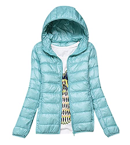 Leichte Daunenjacke Damen Puffer Jacke Damen Daunenmantel Lightweight Steppjacke Damen Leicht Down Jacket Women Federleichte Ultraleichte Kapuzen Daunenjacke Frauen Dünne Jacke Daunen Oversize Grün XL von HAXNOHEY