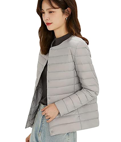 Leichte Daunenjacke Damen Puffer Jacke Damen Daunenmantel Lightweight Steppjacke Damen Leicht Packable Down Jacket Women Federleichte Ultraleichte Daunenjacke Frauen Dünne Jacke Daunen Oversize Grau S von HAXNOHEY