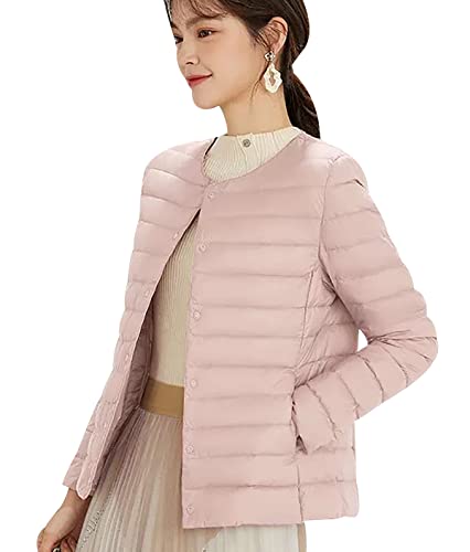 Leichte Daunenjacke Damen Puffer Jacke Damen Daunenmantel Lightweight Steppjacke Damen Leicht Packable Down Jacket Women Federleichte Ultraleichte Daunenjacke Frauen Jacke Daunen Oversize Rosa XXL von HAXNOHEY