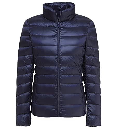 Leichte Daunenjacke Damen Puffer Jacke Damen Daunenmantel Lightweight Steppjacke Damen Leicht Puffer Mantel Damen Down Jacket Women Federleichte Daunenjacke Frauen Dünne Jacke Daunen Oversize Marine S von HAXNOHEY