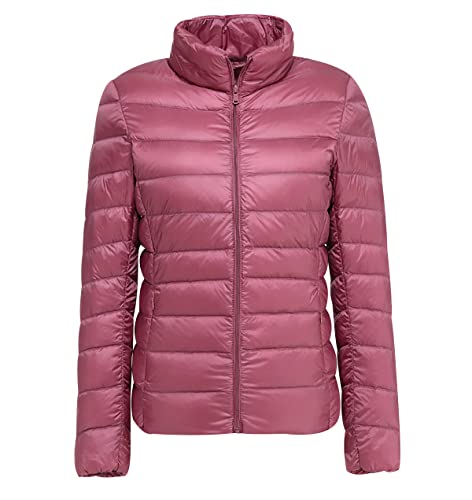 Leichte Daunenjacke Damen Puffer Jacke Damen Daunenmantel Lightweight Steppjacke Damen Leicht Puffer Mantel Damen Down Jacket Women Federleichte Daunenjacke Frauen Dünne Jacke Daunen Oversize Rosa 4XL von HAXNOHEY