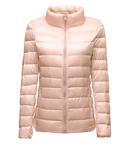 Leichte Daunenjacke Damen Puffer Jacke Damen Daunenmantel Lightweight Steppjacke Damen Leicht Puffer Mantel Damen Down Jacket Women Federleichte Daunenjacke Frauen Dünne Jacke Daunen Oversize Rosa L von HAXNOHEY