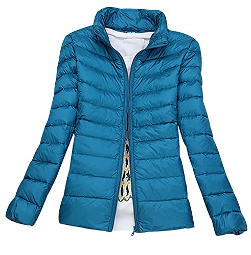 Leichte Daunenjacke Damen Puffer Jacke Damen Leichter Daunenmantel Lightweight Steppjacke Damen Leicht Packable Down Jacket Women Federleichte Daunenjacke Frauen Dünne Jacke Daunen Oversize Blau XL von HAXNOHEY