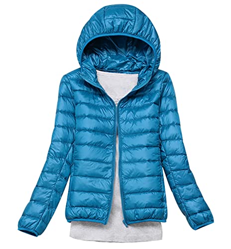 Leichte Daunenjacke Damen Puffer Jacke Damen Leichter Daunenmantel Steppjacke Damen Leicht Down Jacket Women Federleichte Ultraleichte Kapuzen Daunenjacke Frauen Dünne Jacke Daunen Oversize Blau 5XL von HAXNOHEY