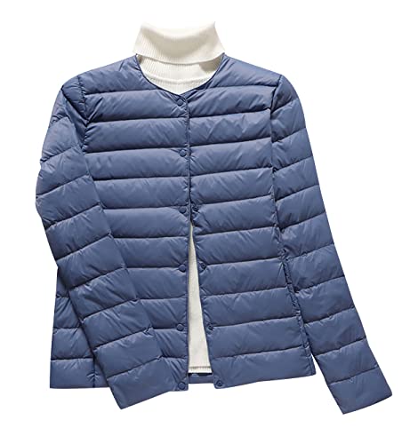 Leichte Daunenjacke Damen Puffer Jacke Damen Leichter Daunenmantel Steppjacke Damen Leicht Puffer Mantel Damen Down Jacket Women Federleichte Ultraleichte Daunenjacke Frauen Dünne Jacke Daunen Blau M von HAXNOHEY