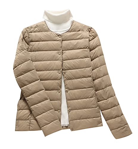 Leichte Daunenjacke Damen Puffer Jacke Damen Leichter Daunenmantel Steppjacke Damen Leicht Puffer Mantel Damen Down Jacket Women Federleichte Ultraleichte Daunenjacke Frauen Jacke Daunen Khaki XXL von HAXNOHEY