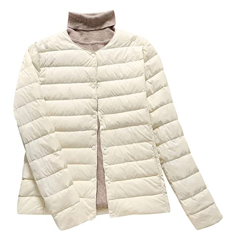 Leichte Daunenjacke Damen Puffer Jacke Damen Leichter Daunenmantel Steppjacke Damen Leicht Puffer Mantel Damen Down Jacket Women Federleichte Ultraleichte Daunenjacke Frauen Jacke Daunen Weiß 3XL von HAXNOHEY