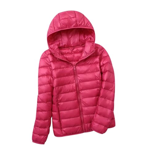 Leichte Daunenjacke Damen Puffer Jacke Damen mit Kapuze Ultraleichte Daunen Steppjacke Damen Leichter Steppmantel Damen Leicht Daunenmantel Damen Down Jacket Women Soft Dünne Daunenjacke Damen Rosa M von HAXNOHEY