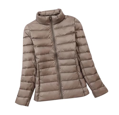 Leichte Daunenjacke Damen Puffer Jacke Damen mit Kapuze Ultraleichte Daunen Steppjacke Damen Leichter Steppmantel Daunenmantel Damen Leicht Down Jacket Women Soft Dünne Daunenjacke Damen Khaki 3XL von HAXNOHEY