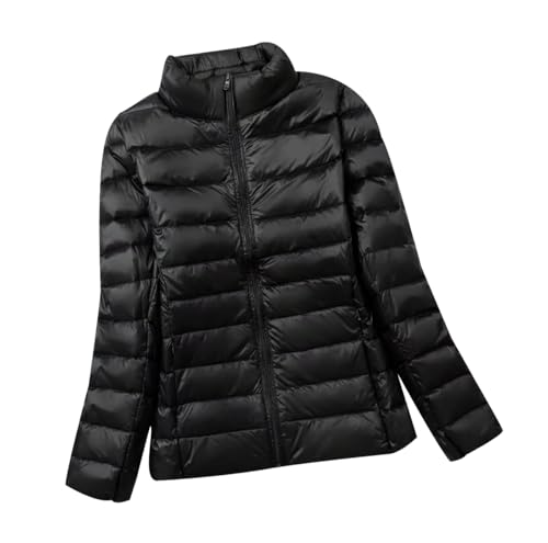 Leichte Daunenjacke Damen Puffer Jacke Damen mit Kapuze Ultraleichte Daunen Steppjacke Damen Leichter Steppmantel Daunenmantel Damen Leicht Down Jacket Women Soft Dünne Daunenjacke Damen Schwarz XXL von HAXNOHEY