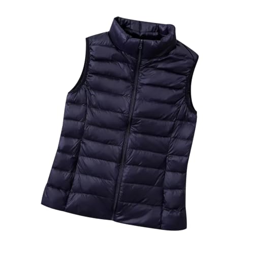 Leichte Daunenweste Damen Ärmellose Steppweste Damen Leicht Jacke Ärmellos Damen Puffer Weste Wattierte Westen Damen Warme Gesteppte Weste Stepp Damen Quilted Vest Women Damen-Steppwesten Marine XL von HAXNOHEY