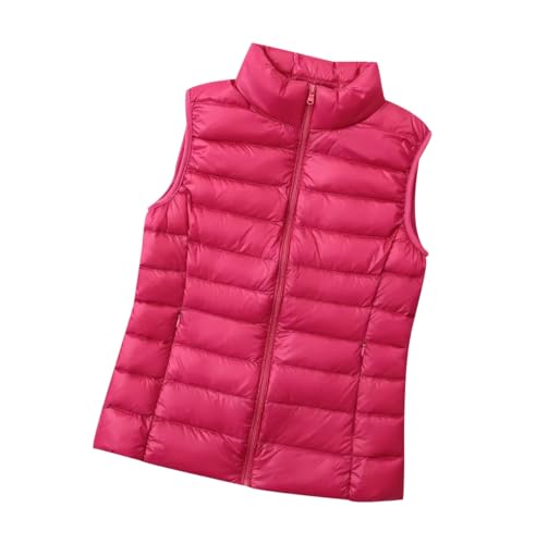 Leichte Daunenweste Damen Ärmellose Steppweste Damen Leicht Jacke Ärmellos Damen Puffer Weste Wattierte Westen Damen Warme Gesteppte Weste Stepp Damen Quilted Vest Women Damen-Steppwesten Rosa L von HAXNOHEY