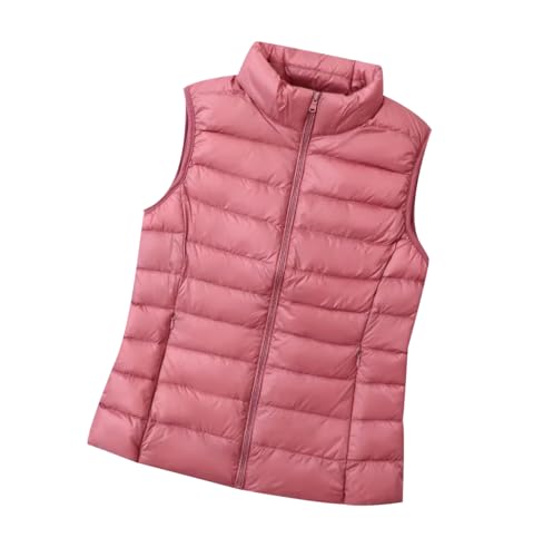 Leichte Daunenweste Damen Ärmellose Steppweste Damen Leicht Jacke Ärmellos Damen Puffer Weste Wattierte Westen Damen Warme Gesteppte Weste Stepp Damen Quilted Vest Women Damen-Steppwesten Rosa M von HAXNOHEY