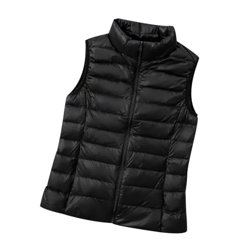 Leichte Daunenweste Damen Ärmellose Steppweste Damen Leicht Jacke Ärmellos Damen Puffer Weste Wattierte Westen Damen Warme Gesteppte Weste Stepp Damen Quilted Vest Women Damen-Steppwesten Schwarz 4XL von HAXNOHEY