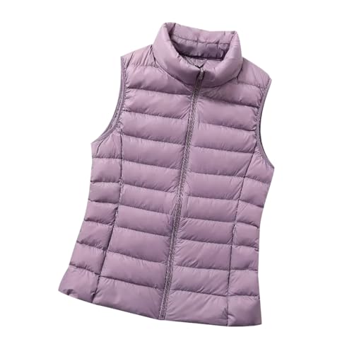 Leichte Daunenweste Damen Ärmellose Steppweste Damen Leicht Jacke Ärmellos Damen Puffer Weste Wattierte Westen Damen Warme Gesteppte Weste Stepp Damen Quilted Vest Women Damen-Steppwesten Violett L von HAXNOHEY