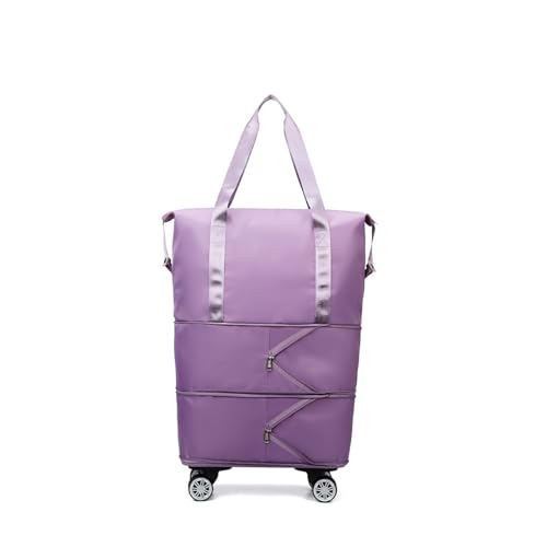 Kleine Reisetasche Mit Rollen Erweiterbare, Abnehmbare RäDer, Reisetasche Damen Wasserdicht, VerschleißFest, GroßE Reisetasche Geeignet FüR Reisen,Purple von HAZARA