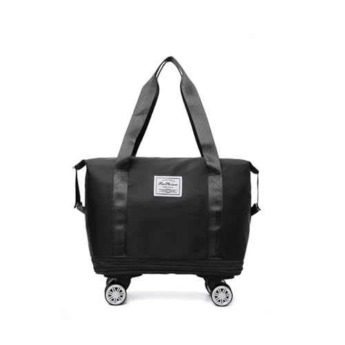 Reisetasche Damen Mit Rollen Erweiterbare, Abnehmbare RäDer, Carry On Bag Wasserdicht, VerschleißFest, Kleine Reisetasche Zum Einkaufen Geeignet,Black von HAZARA