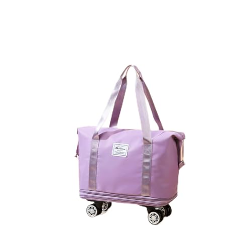 Reisetasche Mit Rollen Damen Erweiterbare, Abnehmbare RäDer, Reisetasche Auf Rollen Wasserdicht, VerschleißFest, Foldable Travel Bag Geeignet FüR Reisen,Purple von HAZARA