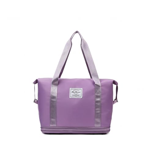 Reisetasche Mit Rollen Wasserdicht Erweiterbare, Abnehmbare RäDer, Weekend Bag Women Wasserdicht, VerschleißFest, Reisetaschen Geeignet FüR Reisen,Purple von HAZARA