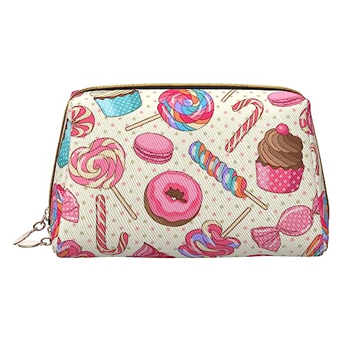 Sweet Lollipop Cupcake Make-up Tasche Handtasche Tote Bag Print Leder Große Kapazität Reise Make-up Organizer, weiß, Einheitsgröße Sweet Lollipop Cupcake Make-up Tasche Handtasche Tote Bag Print Leder Große Kapazität Reise Make-up Organizer, weiß, Einheitsgröße von HAZURE