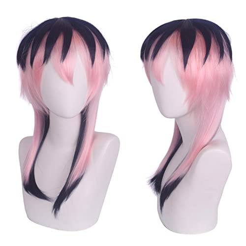 HBYLEE-Anime Role Play For Ash Valley Dragon Cosplay Long Pink Mixed Black Wig With Bangs Halloween Wig[Farbe:Black] von HBYLEE