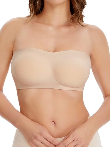 HBselect Damen Bandeau BH ohne Bügel Gepolsterter Bralette Bügelloser T-Shirt BHS Tube Top BH für Frauen Mädchen M Hellbeige HBselect Damen Bandeau BH ohne Bügel Gepolsterter Bralette Bügelloser T-Shirt BHS Tube Top BH für Frauen Mädchen M Hellbeige von HBselect