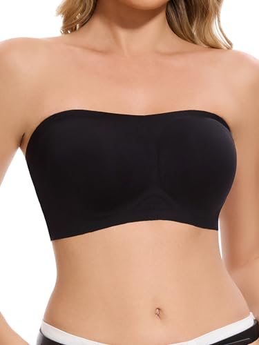 HBselect Damen Bandeau BH ohne Bügel Gepolsterter Bralette Bügelloser T-Shirt BHS Tube Top BH für Frauen Mädchen M Schwarz HBselect Damen Bandeau BH ohne Bügel Gepolsterter Bralette Bügelloser T-Shirt BHS Tube Top BH für Frauen Mädchen M Schwarz von HBselect