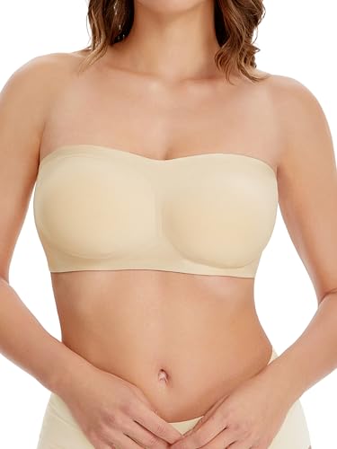 HBselect Damen Bandeau BH ohne Bügel Gepolsterter Bralette Bügelloser T-Shirt BHS Tube Top BH für Frauen Mädchen M Weiß HBselect Damen Bandeau BH ohne Bügel Gepolsterter Bralette Bügelloser T-Shirt BHS Tube Top BH für Frauen Mädchen M Weiß von HBselect