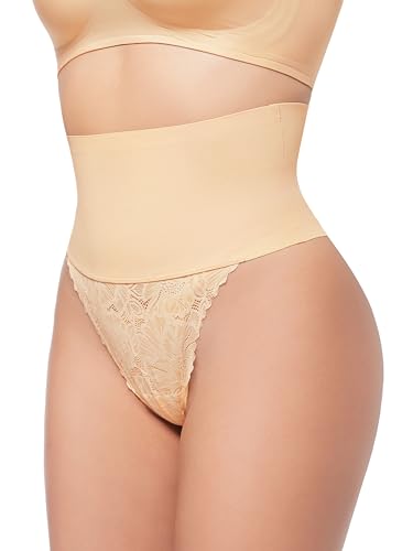 HBselect Shapewear Damen Bauchweg Unterhose, Spitze Miederhose Tanga Unterwäsche String Miederslip Figurformende Hoher Taille Miederpants Unterbauch Kontrolle Beige HBselect Shapewear Damen Bauchweg Unterhose, Spitze Miederhose Tanga Unterwäsche String Miederslip Figurformende Hoher Taille Miederpants Unterbauch Kontrolle Beige von HBselect