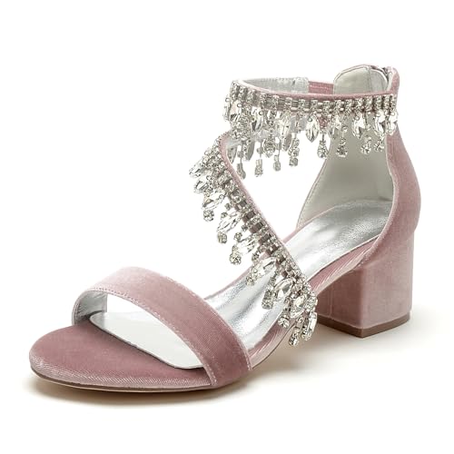 HCDZF Damen Offene Zehe Heels Sandalen Hochzeit Party Kleid Gericht Schuhe,Rosa,36 EU von HCDZF