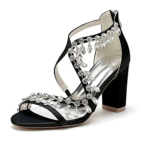 HCDZF Damen Offene Zehe Heels Sandalen Hochzeit Party Kleid Gericht Schuhe,Schwarz,41 EU von HCDZF