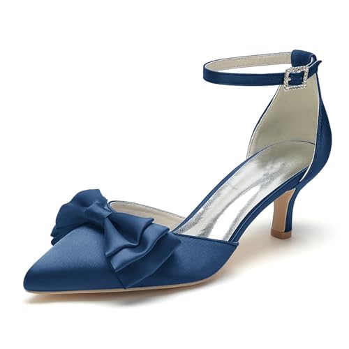 HCDZF Damen Pumps für Partei Abendschuhe Hochzeitsschuhe Brautschuhe,Dark Blue,42 EU von HCDZF