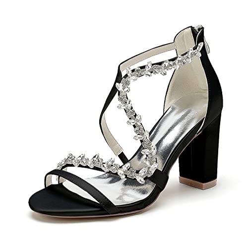 HCDZF Damen Sandal Offene Zehen Hochzeitsschuhe Abendschuhe,Schwarz,37 EU von HCDZF