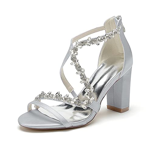 HCDZF Damen Sandal Offene Zehen Hochzeitsschuhe Abendschuhe,Silber,37 EU von HCDZF