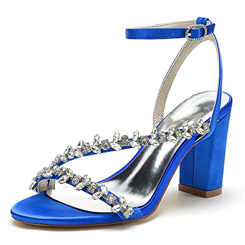 HCDZF Sandalen Für Damen Absatz Offene Zehenpartie Sandalen Hochzeitsschuhe Sommer Sandalen Partei Abend Pumps,Royal blue,40 EU von HCDZF