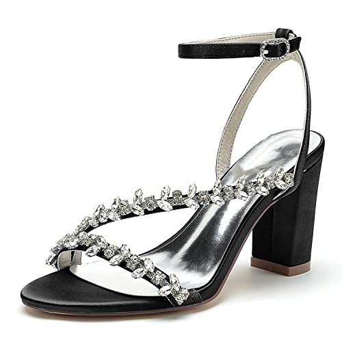 HCDZF Sandalen Für Damen Absatz Offene Zehenpartie Sandalen Hochzeitsschuhe Sommer Sandalen Partei Abend Pumps,Schwarz,36 EU von HCDZF