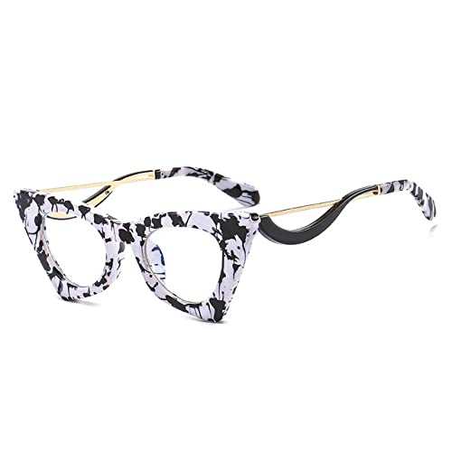 Mode Einzigartige Cat Eye Damen Sonnenbrille Retro Bunte Brillen Shades UV400 Herren Bonbonfarbe Trending Brillengestell, Schwarz-Weiß-Muster, Einheitsgröße von HCHES