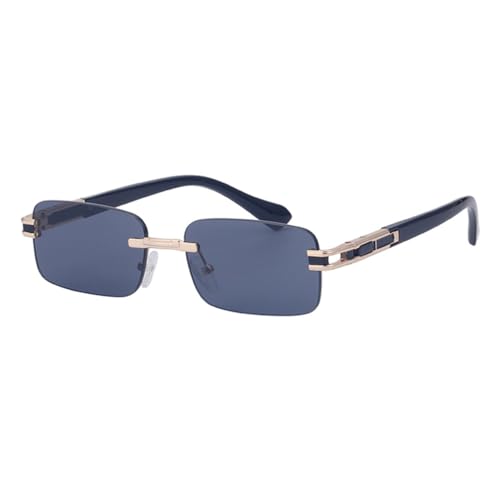 Randlose Sonnenbrille, quadratischer Rahmen, Damen-Sonnenbrille, Herren, rahmenlose Sonnenbrille, Gold mit Schwarz, Einheitsgröße von HCHES