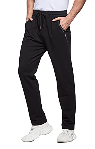 HCSS Jogginghose Herren Trainingshose Herren Sweathose Baumwolle Sporthose Lang Slim fit mit Reißverschlusstaschen(Schwarz-L) von HCSS