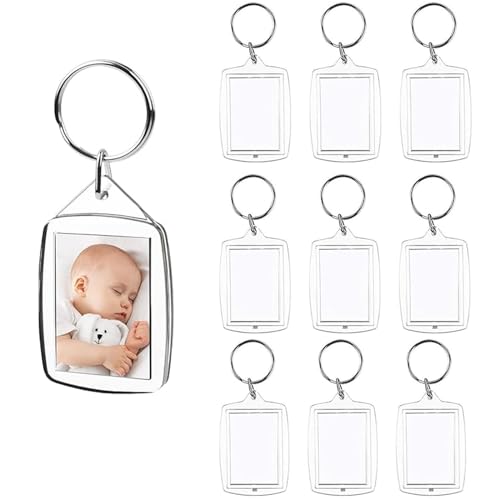 HCYANGZHANG 10pcs SchlüSselanhäNger Foto, Transparenter Rahmen SchlüSselanhäNger FüR Jedermann Geeignet, Personalisierte Craft Geschenke Blank Fotos Familie Und Freunde SchlüSselanhän von HCYANGZHANG