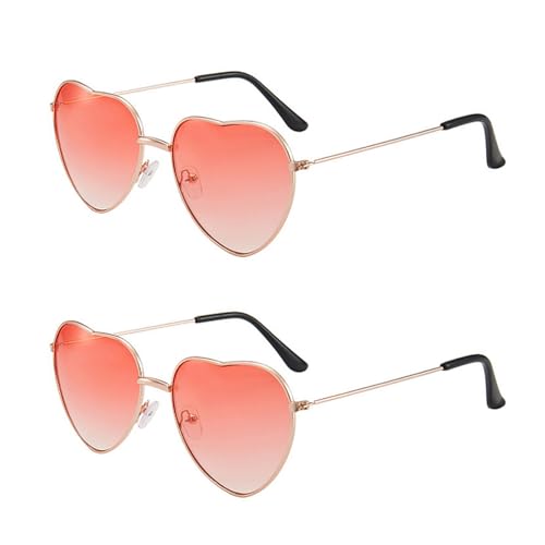 HCYANGZHANG 2 Stück Herz Sonnenbrille, Retro Hippie Gläser, Verlaufsfarbe Retro Kostüm Brille für Kinder Herren Damen 60er 70er 80er 90er Party Fasching Requisiten für Jungen und Mädchen von HCYANGZHANG