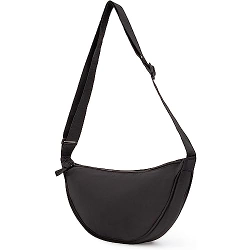 Halbmond Tasche Damen,Crossbody Bag Damen,Crossbody Bag mit Verstellbarer Schultergurt Tasche Schwarz Umhängetasche Stylische Bauchtasche mit Reißverschluss stylisch brusttasche für Reisen von HCYANGZHANG