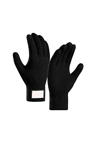 Handschuhe für den Winter, warm, für Herren, mit Touchscreen, für Smartphone, dicke und warme Wärme, weiche Textilwolle, Schwarz, 90 von Lerkely