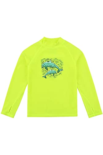 HDTIYUYP Badeshirt UV Jungen Kinder - UV Schutz Shirt Langram Schwimm Tshirt Kind Rashguard Surfer Tshirt Strand Shirt mit Daumenloch Neongelb 11/12 Jahre von HDTIYUYP