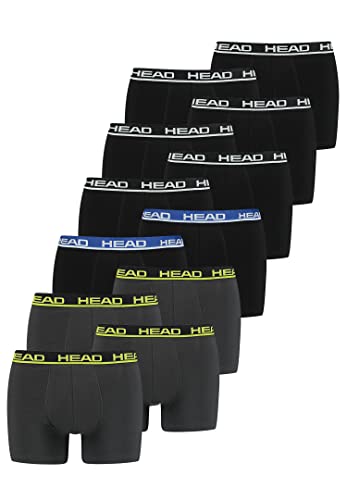HEAD Herren Basic Boxer Pant Shorts Unterwäsche Unterhose 12 er Pack, Farbe:Black/Black Blue/Phantom Lime, Bekleidungsgröße:XL von HEAD