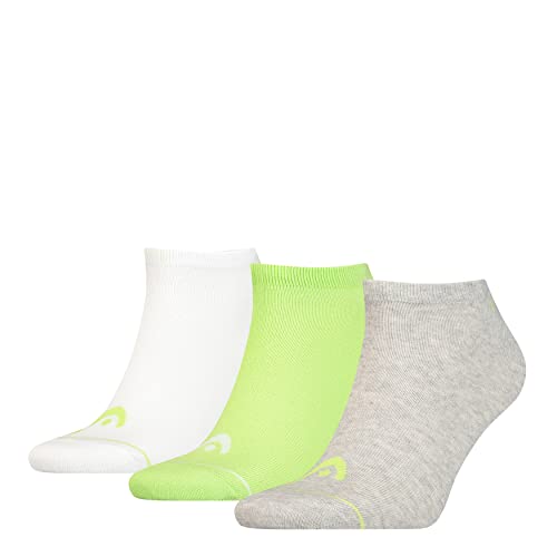 HEAD Unisex Sneaker 3 Pack Hosiery, Grey/Green/White, 39/42 von HEAD