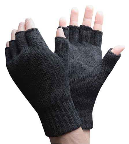 HEAT HOLDERS - Herren Thermisch Winter Outdoor Fleece Fingerlose Handschuhe in 2 Farben (Mens fingerless) (Schwarz 2) von HEAT HOLDERS